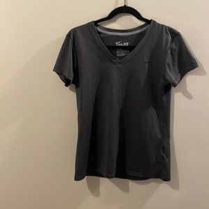 Nike womens v neck dry fit shirt. Charcoal. medium.